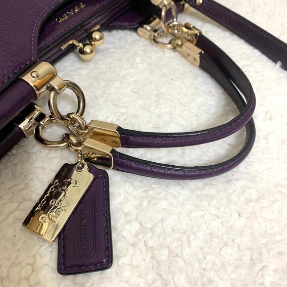 Coach Purple Satchel with Gold Accents - Picture 9 of 16